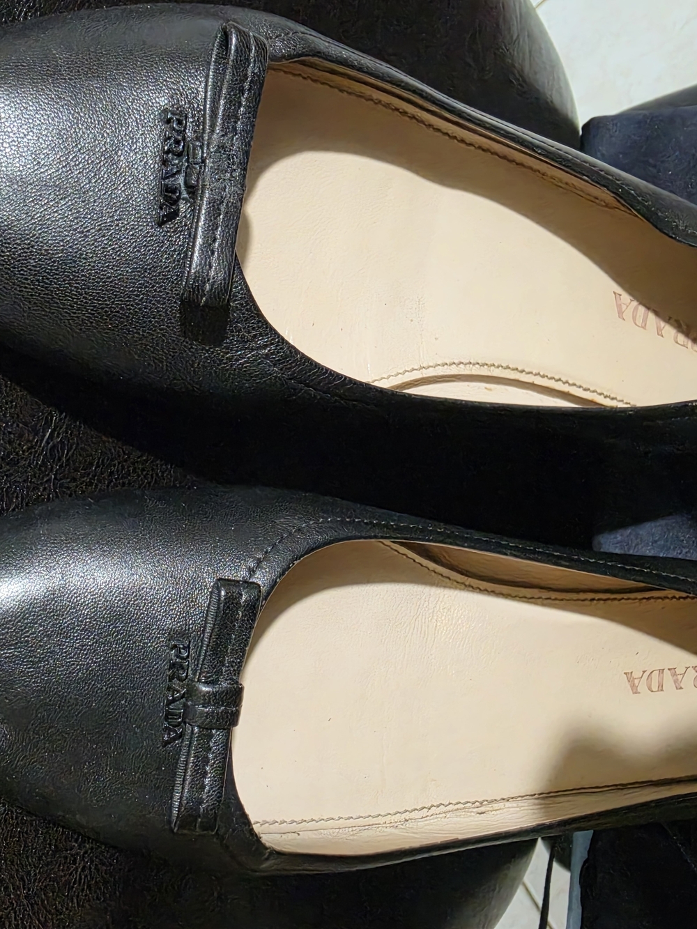 Prada Women's Black Leather Ballet Flats - Picture 5 of 9
